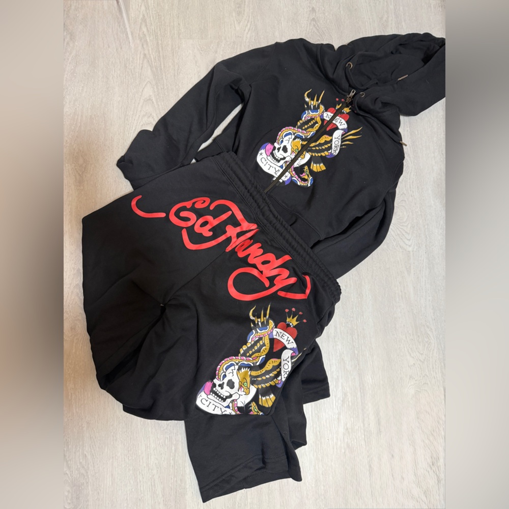 Ed Hardy Black and Red Sweatsuit